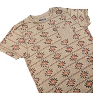 Creative Destruction Mens Southwestern Geometric Pocket T-Shirt Tan Brown Medium